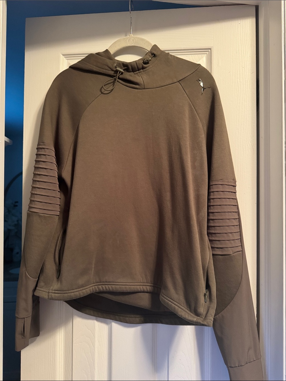 Puma women’s  Olive Zip-Up Hooded Sweater